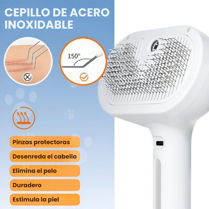 Cepillo de vapor recargable para mascotas con muda de pelo | GROOMSY