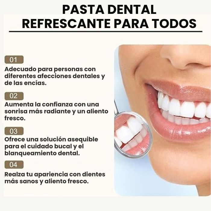 Pasta dental para el cuidado bucal, aliento fresco, previene la pérdida de dientes, ingredientes naturales, cuidado suave