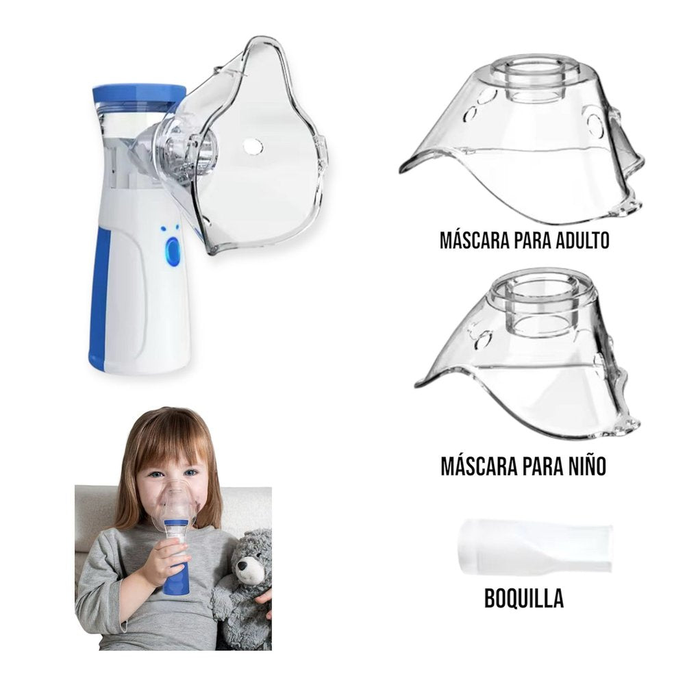 Nebulizador Portátil Silencioso con 2 mascarillas y boquilla