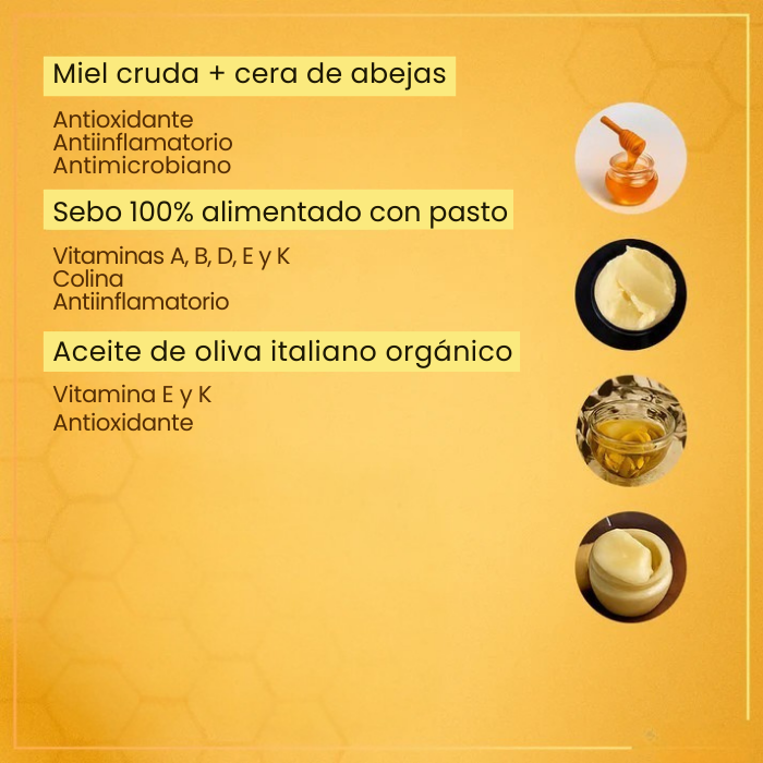 Bálsamo de miel de sebo piel radiante y nutrida en 30 días