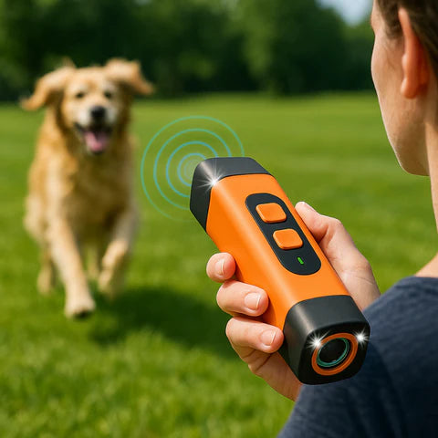 Nuevo repelente ultrasónico de ladridos para perros con linterna Led