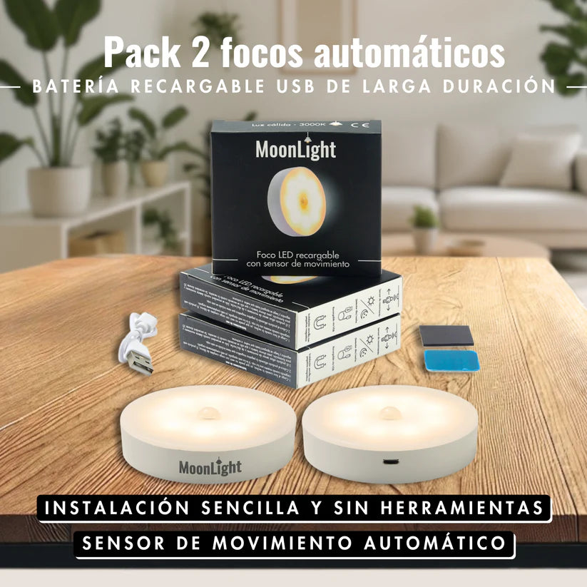 Pack de 3 luces LED recargables con sensor de movimiento