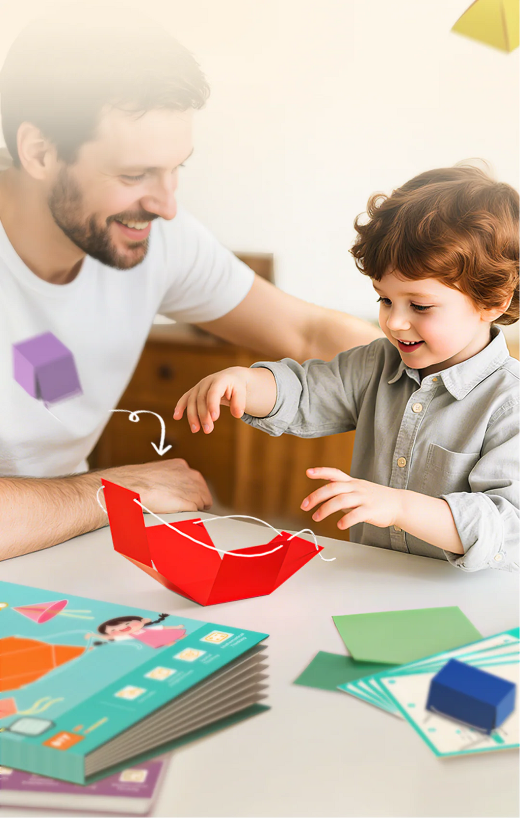 Libro de geometría 3D con cuerda de tracción