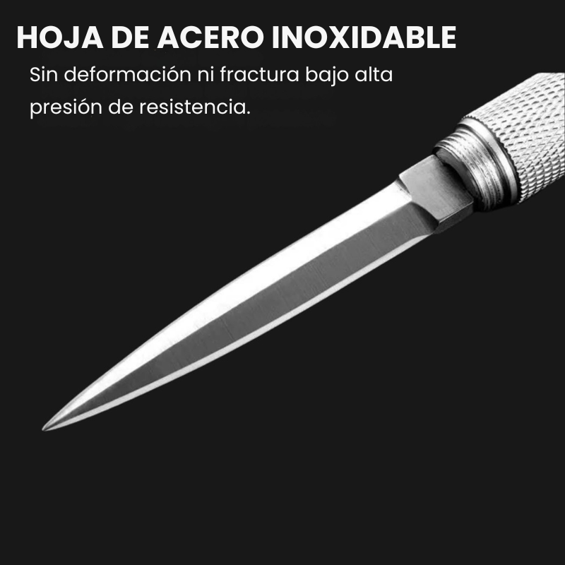 Navaja de bolsillo portátil desmontable con rompe vidrios y llavero