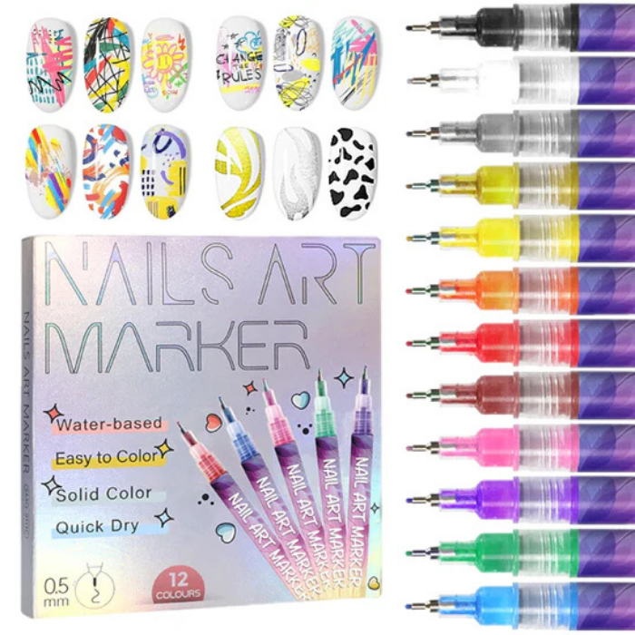 Set de 12 bolígrafos para decoración de uñas