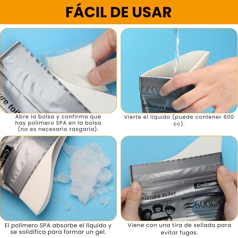 COMBO 5 Bolsas portátiles de orina para viajes