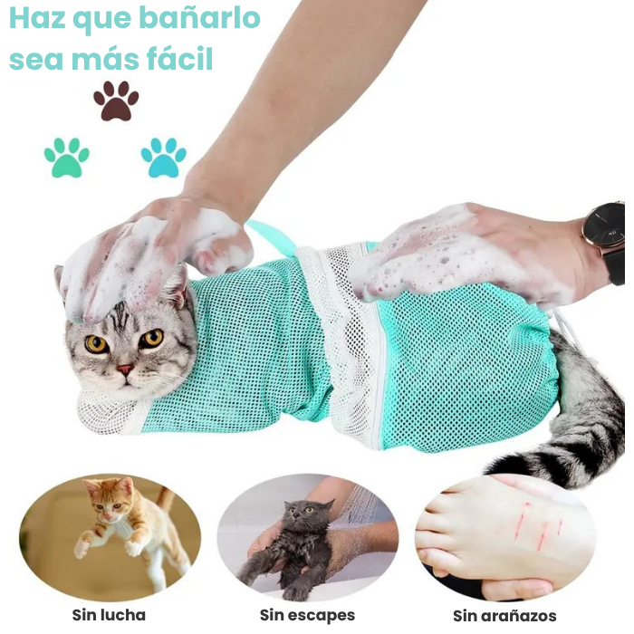 Bolsa para bañar y cortar uñas gatos