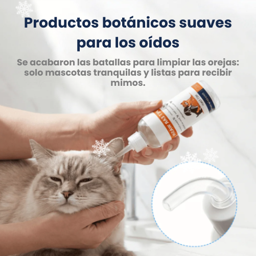 Limpiador de oídos para mascotas, fórmula suave con aloe calmante para perros y gatos