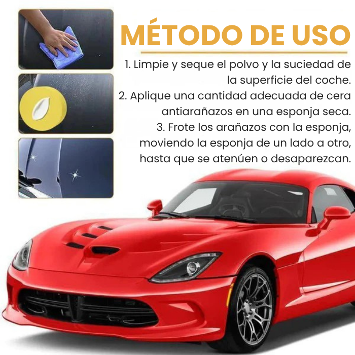 Cera universal para eliminar arañazos del coche, restaura el brillo y es fácil de aplicar (Incluye toalla y espuma)