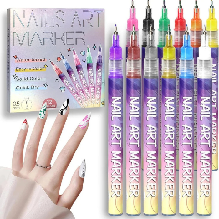 Set de 12 bolígrafos para decoración de uñas