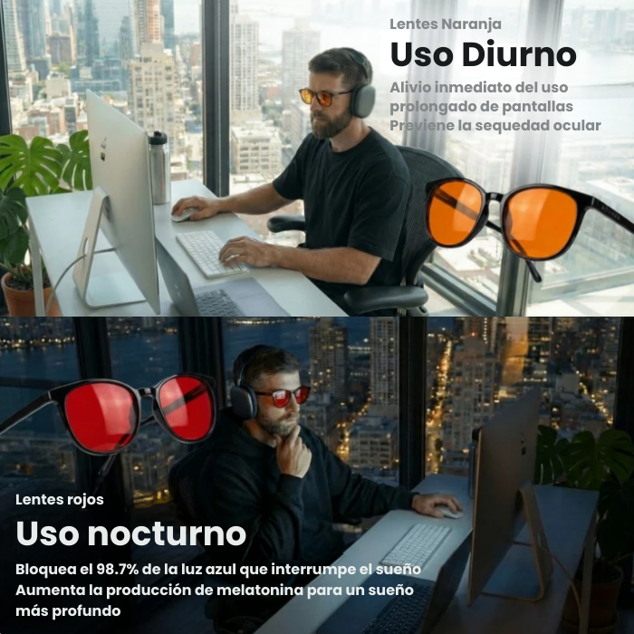 Gafas unisex con protección contra luz azul y lentes rojas Flow State™