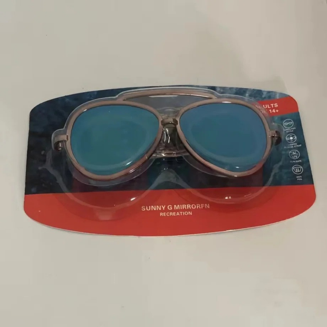 Gafas de piscina antivaho con efecto espejo y diadema ajustable