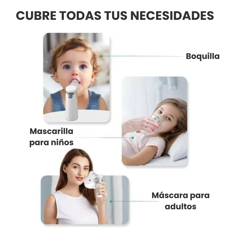 Nebulizador Portátil Silencioso con 2 mascarillas y boquilla