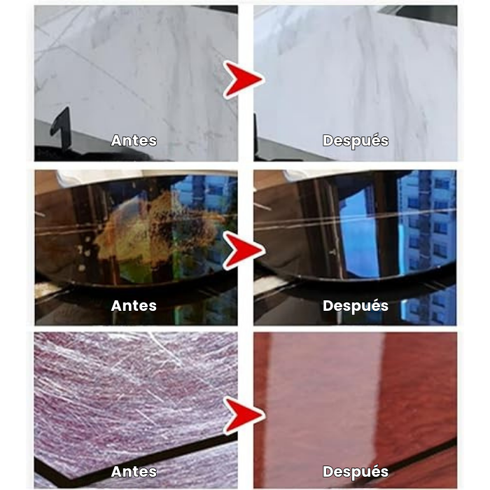 Restaura, renueva, pule y devuelve instantáneamente cualquier piso, azulejo, objeto y superficie a su estado original