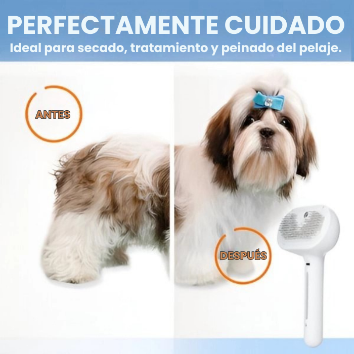 Cepillo de vapor recargable para mascotas con muda de pelo | GROOMSY