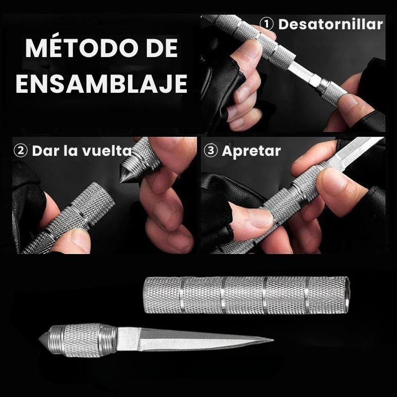 Navaja de bolsillo portátil desmontable con rompe vidrios y llavero