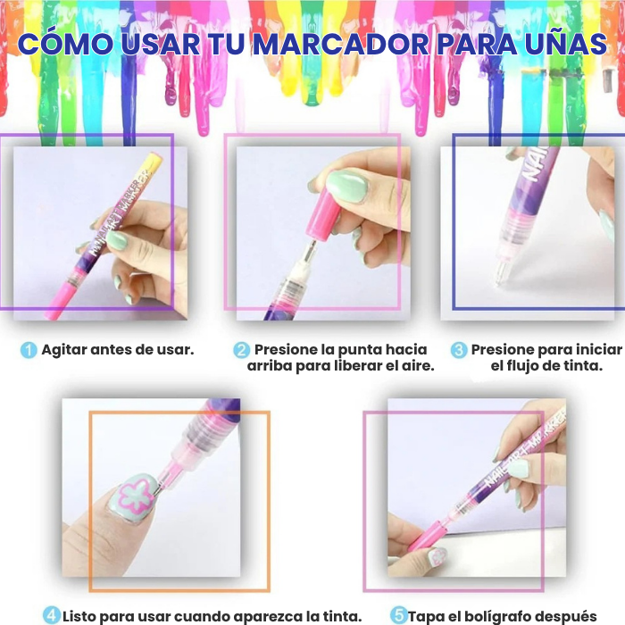 Set de 12 bolígrafos para decoración de uñas