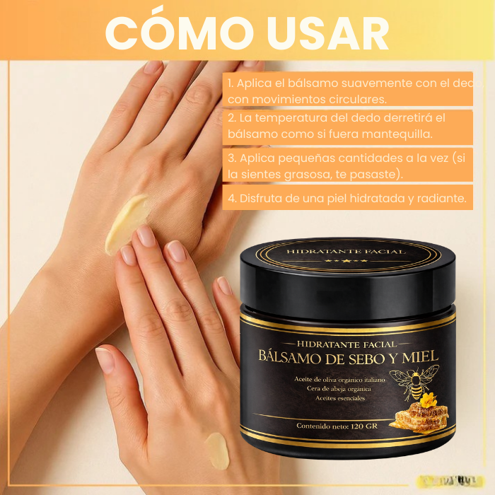 Bálsamo de miel de sebo piel radiante y nutrida en 30 días