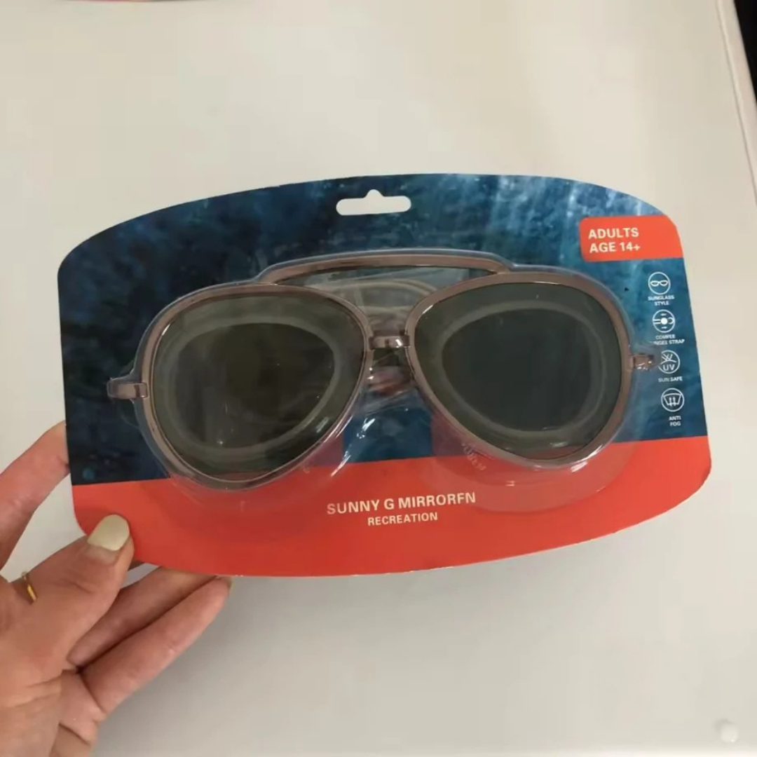Gafas de piscina antivaho con efecto espejo y diadema ajustable