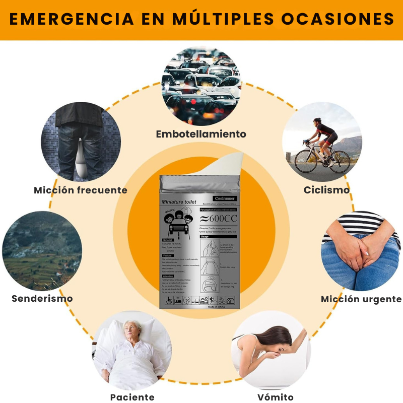 COMBO 5 Bolsas portátiles de orina para viajes