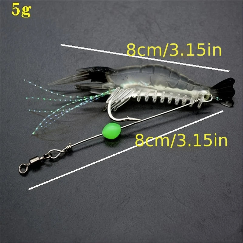 PAGA 3 LLEVA 7 Señuelos de camarón luminosos para pesca