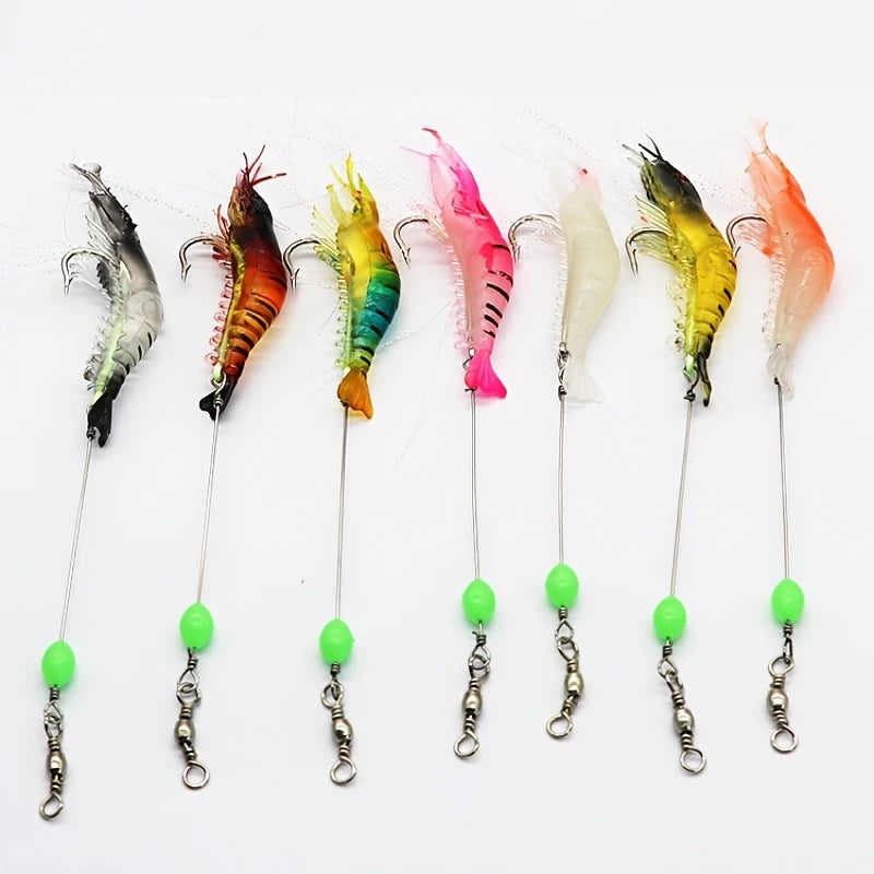PAGA 3 LLEVA 7 Señuelos de camarón luminosos para pesca
