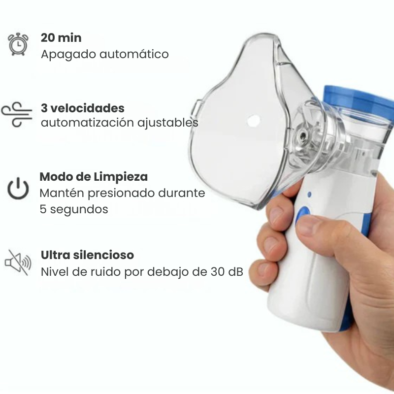 Nebulizador Portátil Silencioso con 2 mascarillas y boquilla