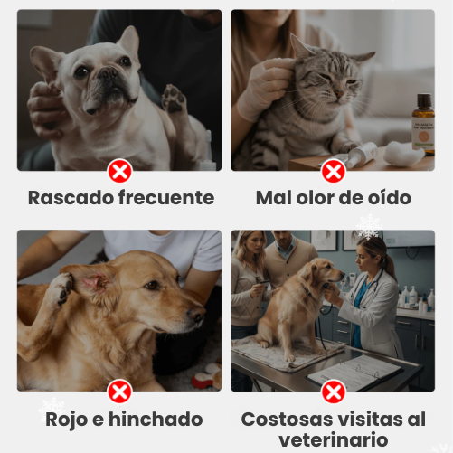 Limpiador de oídos para mascotas, fórmula suave con aloe calmante para perros y gatos