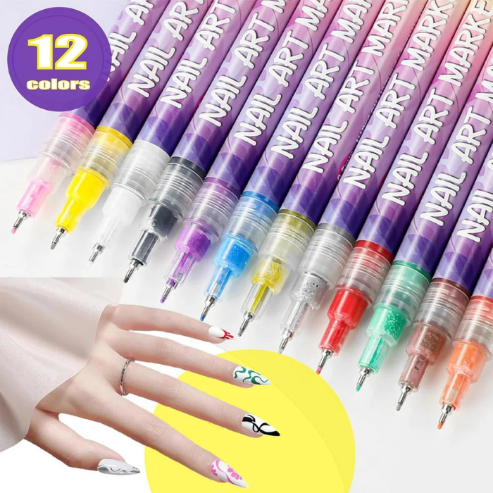 Set de 12 bolígrafos para decoración de uñas
