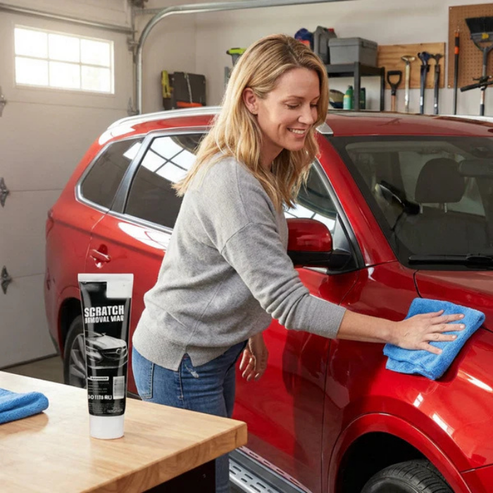 Cera universal para eliminar arañazos del coche, restaura el brillo y es fácil de aplicar (Incluye toalla y espuma)
