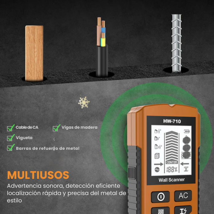 Detector de pared electrónico 6 en 1, medición, Detector de metales, madera, escáner de cables