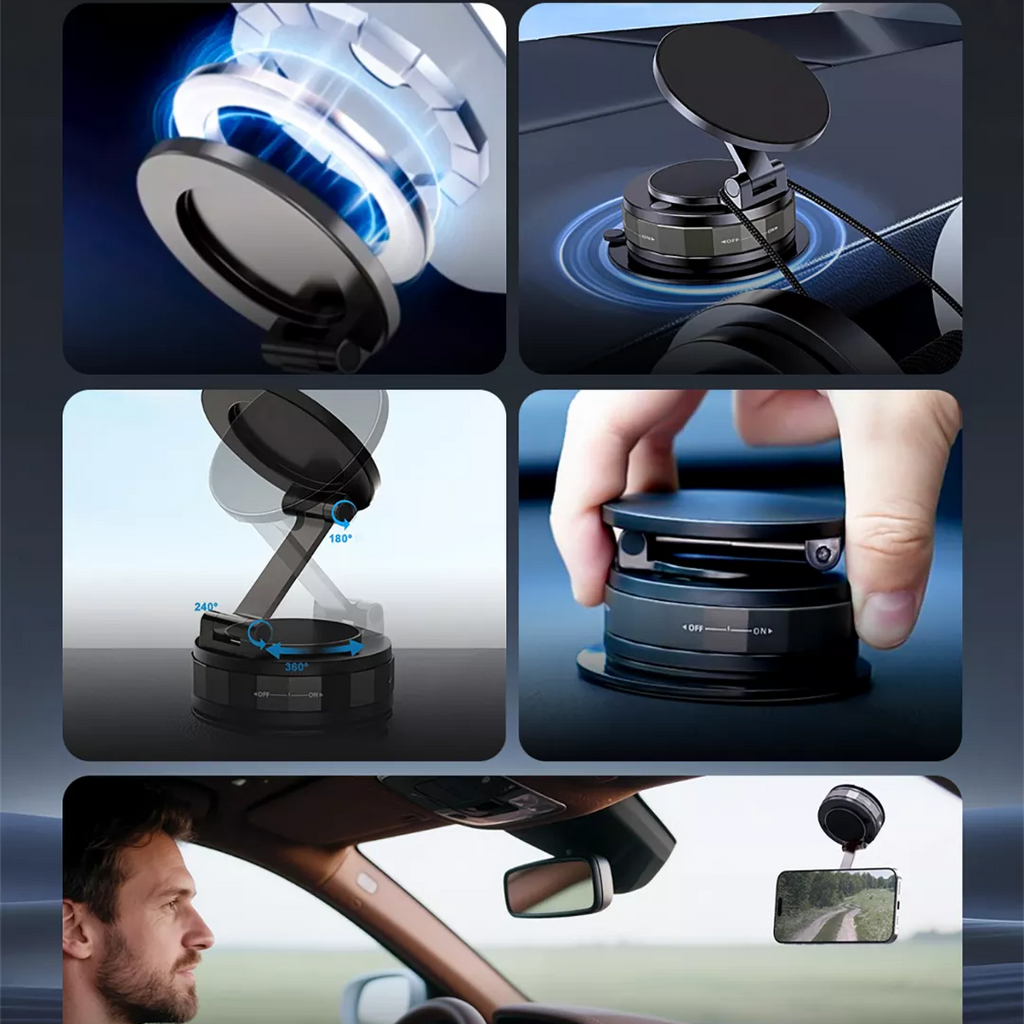 Soporte magnético para teléfono con ventosa ajustable de 360°