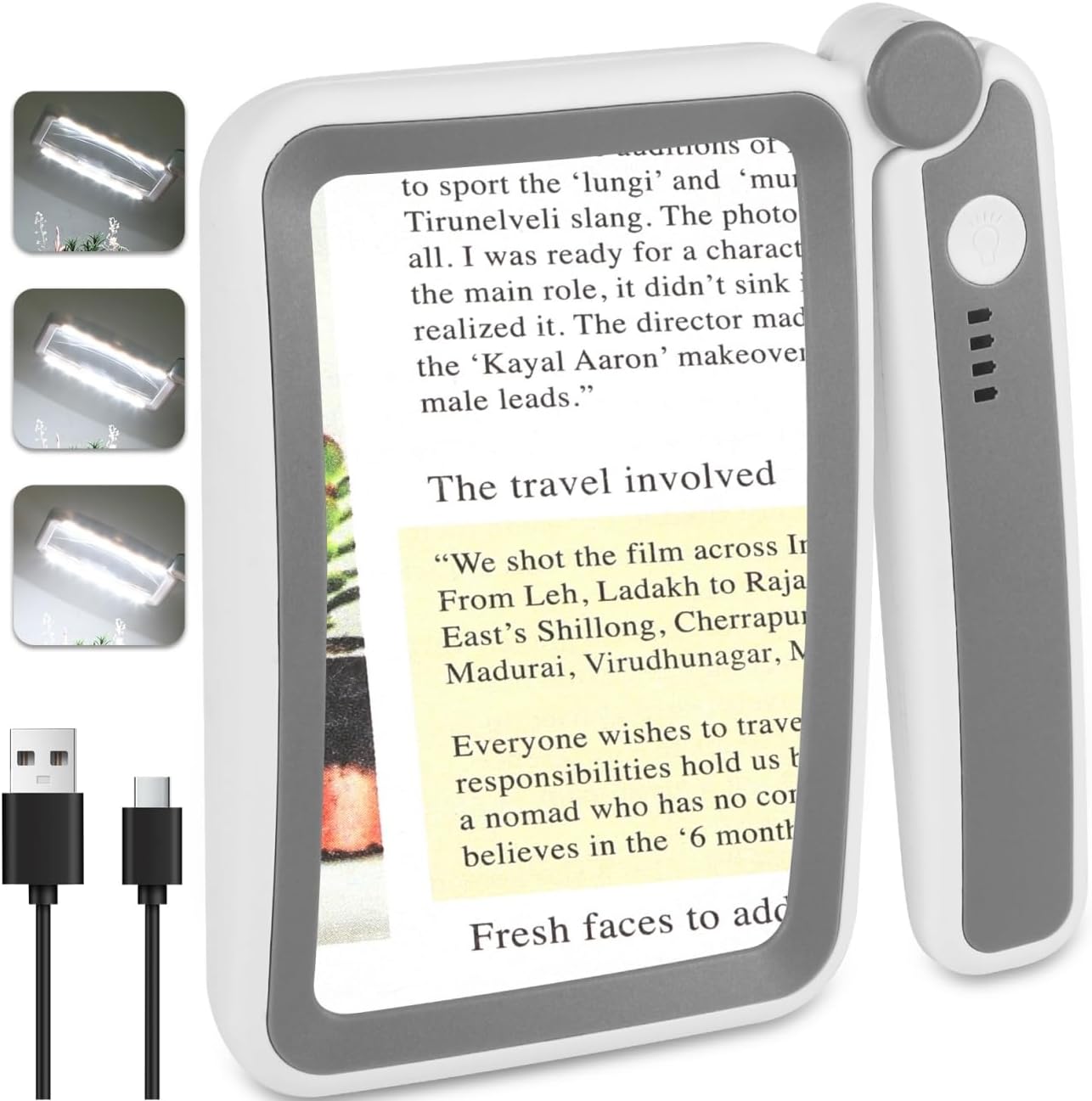 Lupa LED cuadrada recargable
