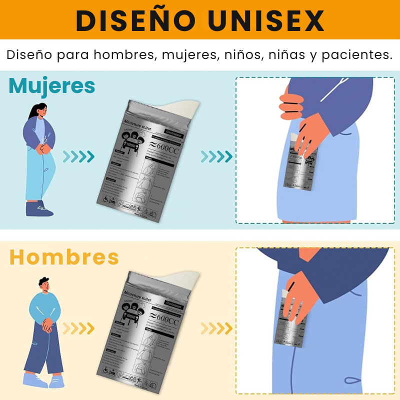 COMBO 5 Bolsas portátiles de orina para viajes