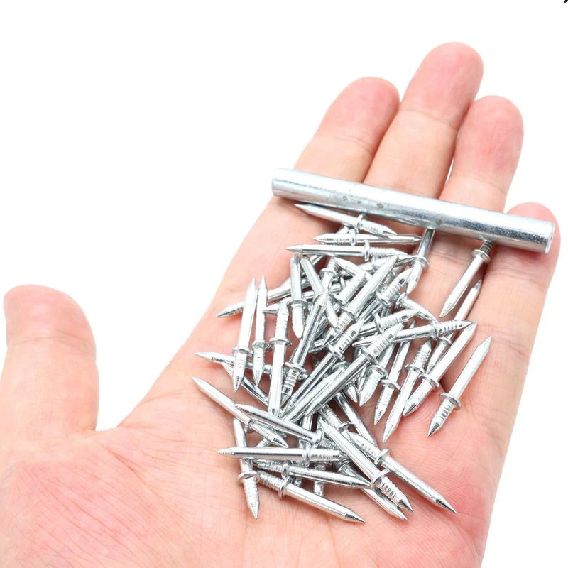 PAQUETE 50 Clavos de hierro de doble punta con vástago puntiagudo