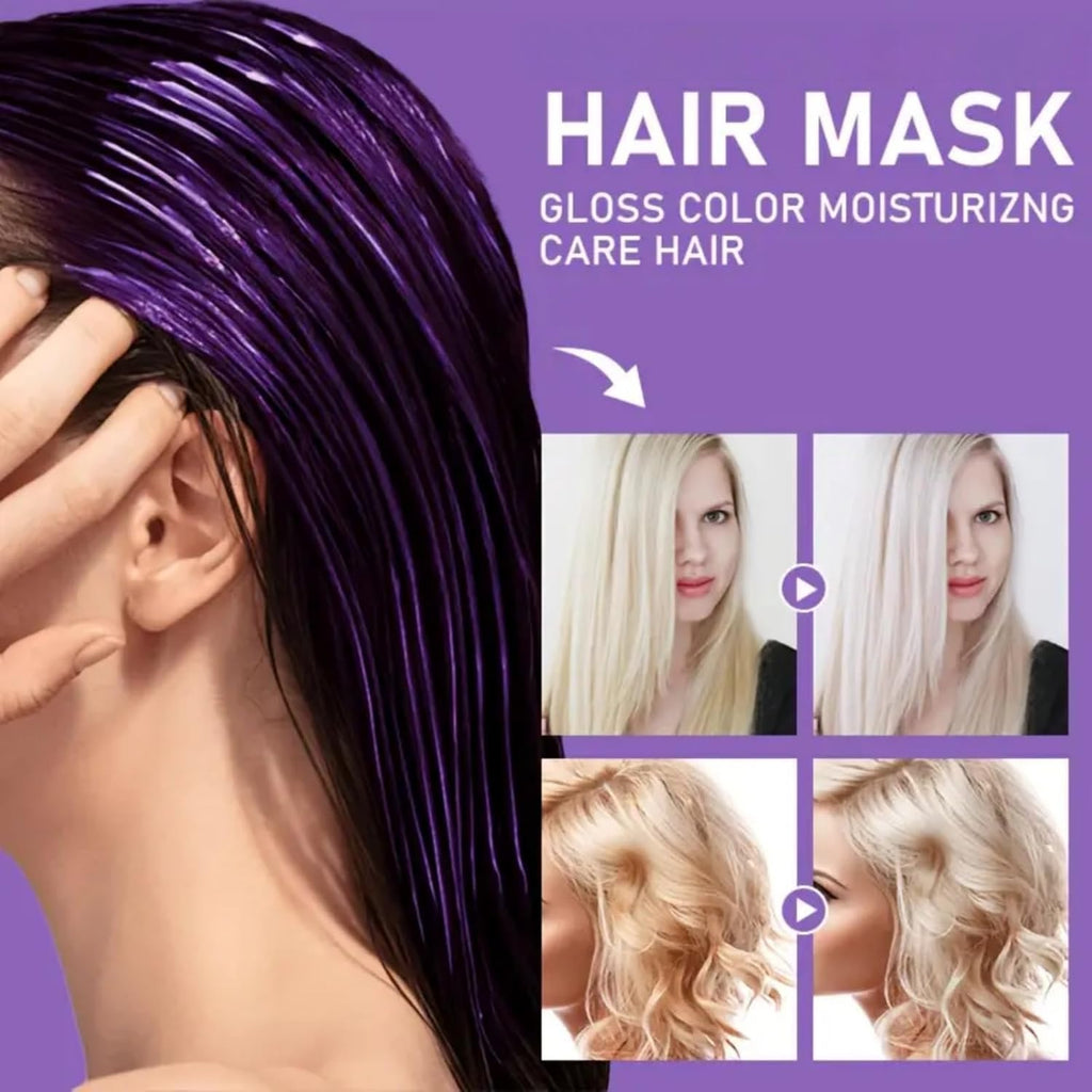 Mascarilla púrpura capilar Anti amarilleo para el cabello liso y con brillo