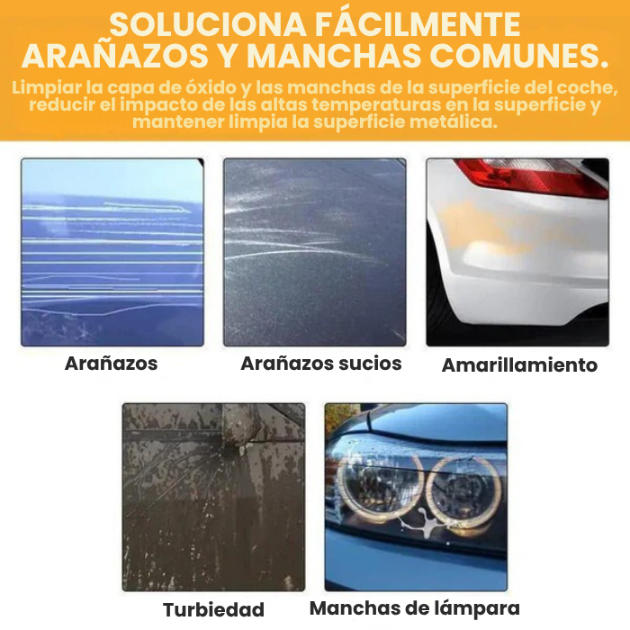 Cera universal para eliminar arañazos del coche, restaura el brillo y es fácil de aplicar (Incluye toalla y espuma)