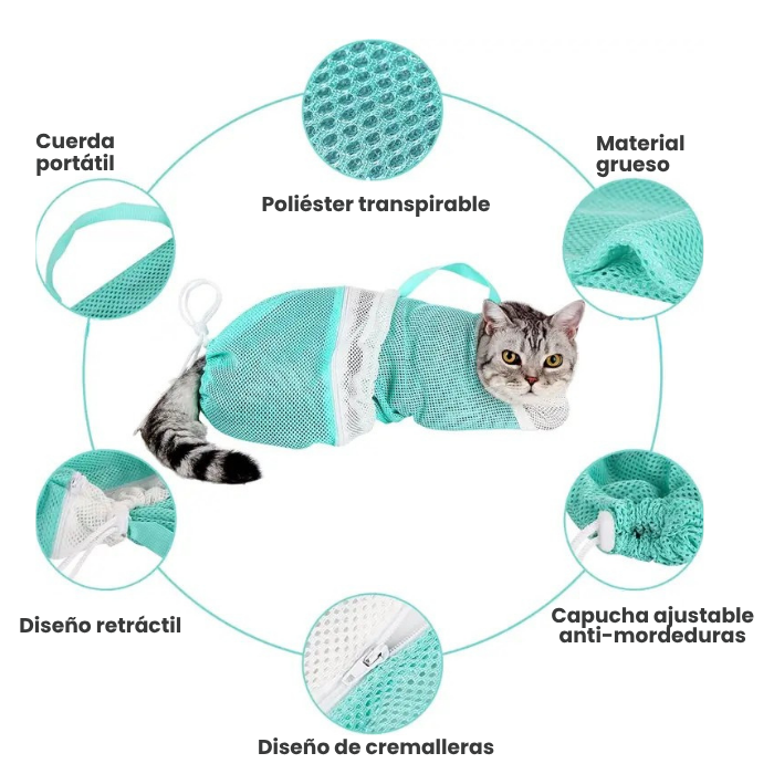 Bolsa para bañar y cortar uñas gatos