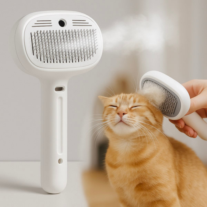 Cepillo de vapor recargable para mascotas con muda de pelo | GROOMSY