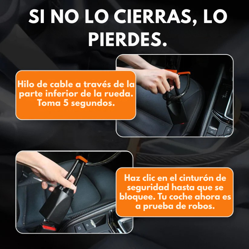 Detén a los ladrones en segundos. Protege tu auto, Bloqueo para volante