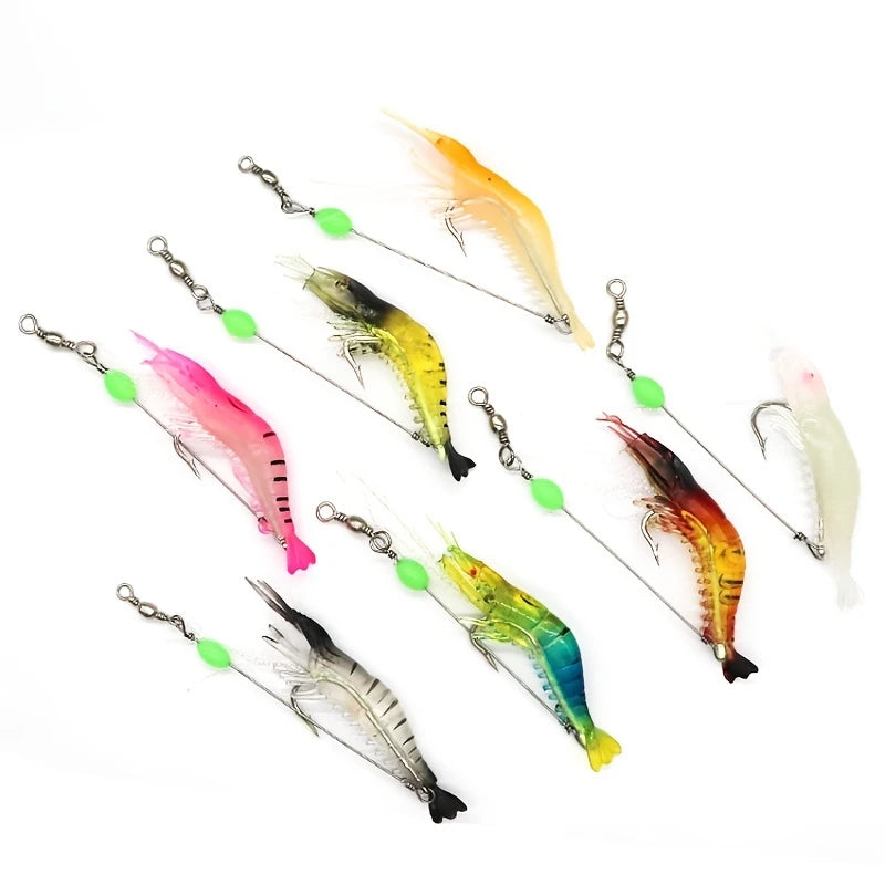 PAGA 3 LLEVA 7 Señuelos de camarón luminosos para pesca