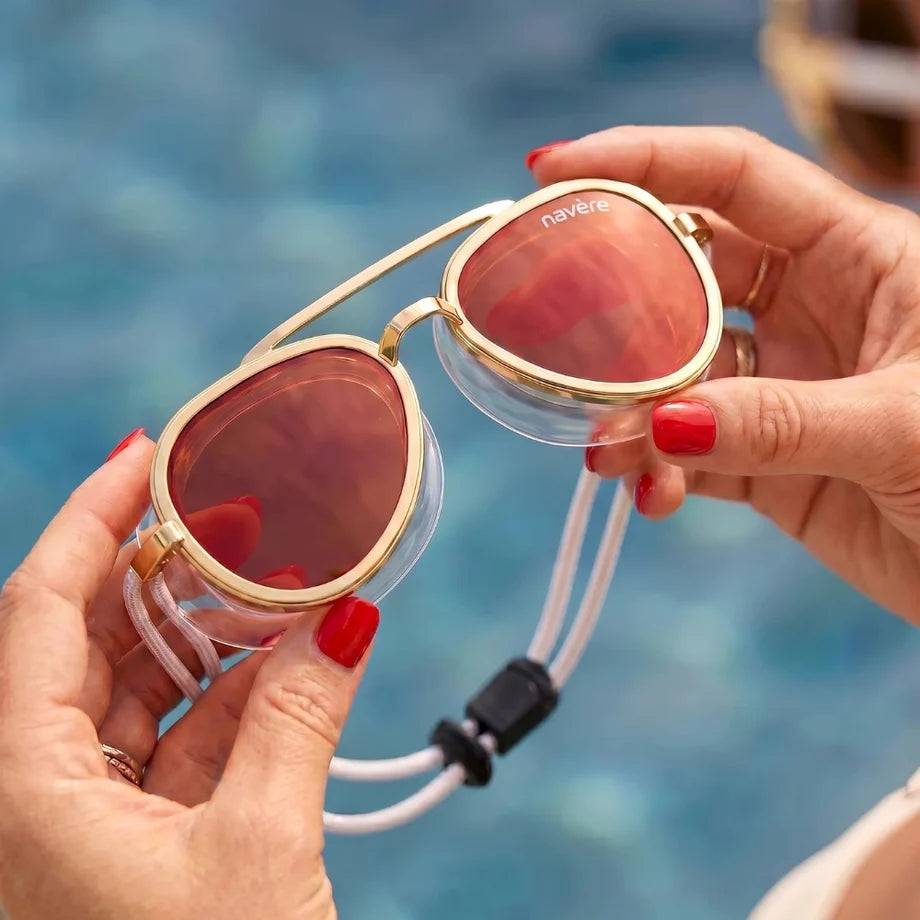 Gafas de piscina antivaho con efecto espejo y diadema ajustable