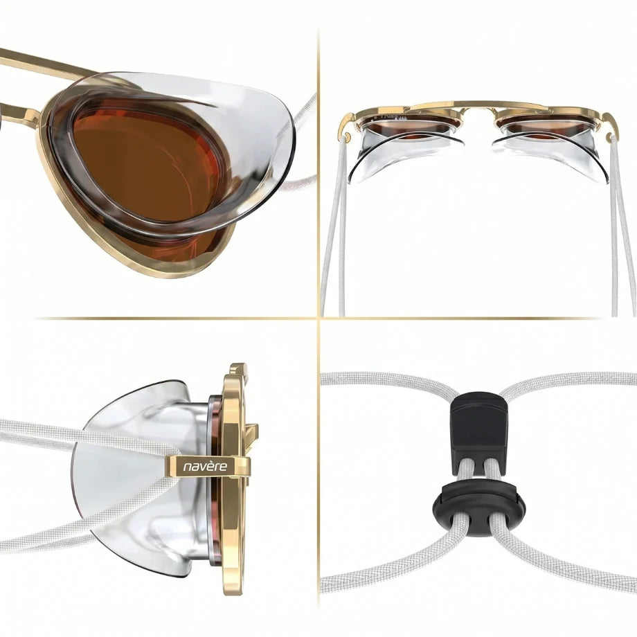 Gafas de piscina antivaho con efecto espejo y diadema ajustable