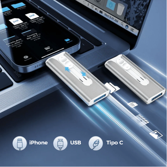 Memoria USB 3 en 1 para almacenamiento externo para celulares