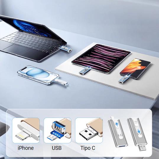 Memoria USB 3 en 1 para almacenamiento externo para celulares