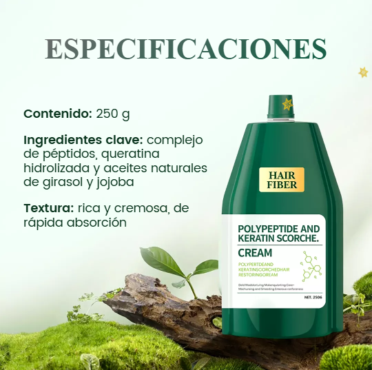 Crema de polipéptidos más queratina Repara el Cabello Seco, Encrespado y Dañado