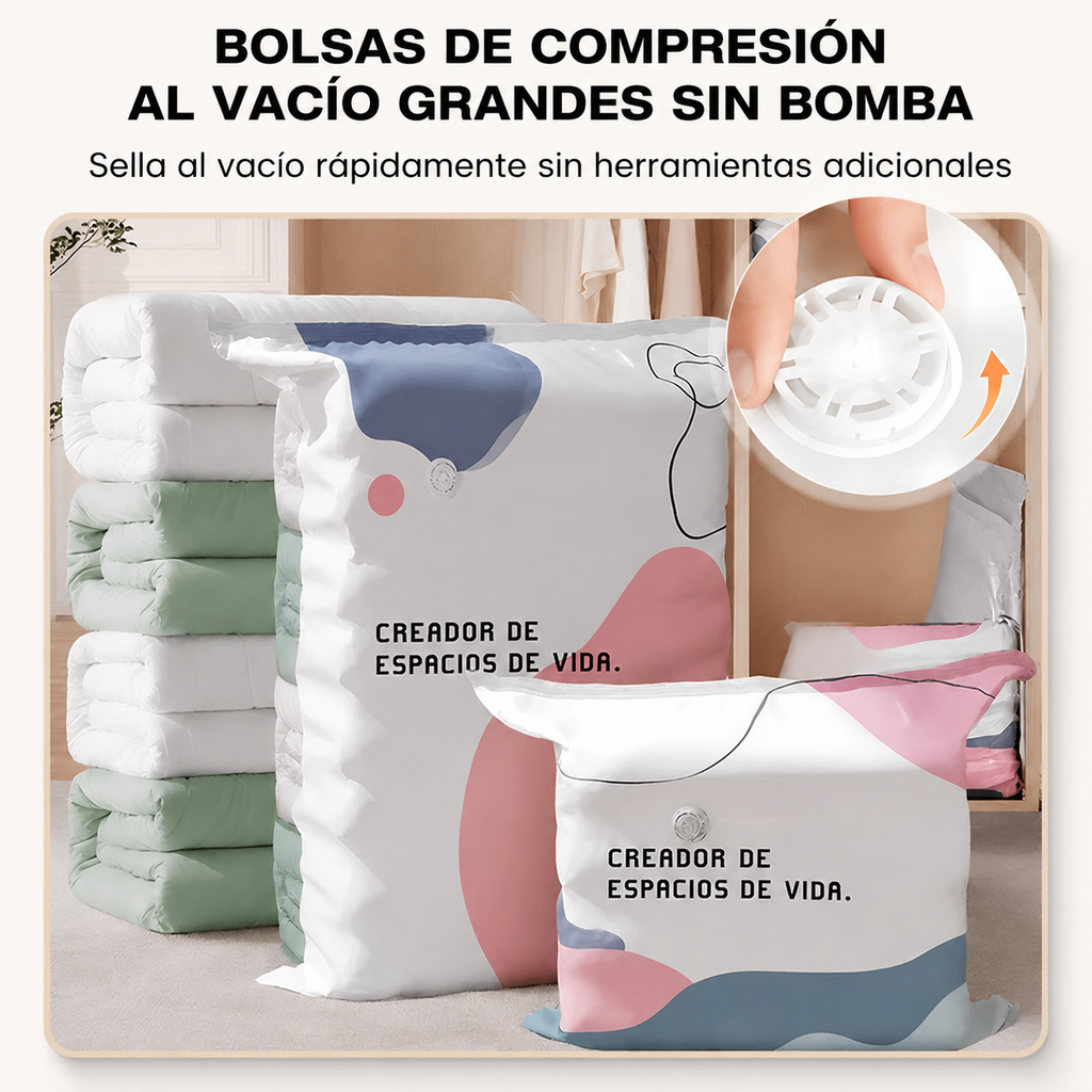 PAGA 1 LLEVA 2 Bolsas de almacenamiento al vacío con compresión sin bomba 70CM*50CM*30CM