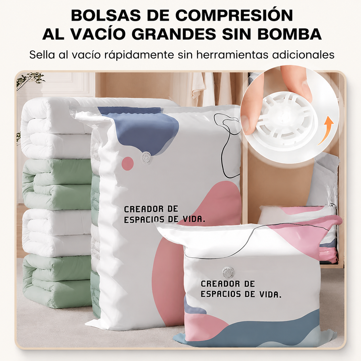 PAGA 1 LLEVA 2 Bolsas de almacenamiento al vacío con compresión sin bomba 70CM*50CM*30CM