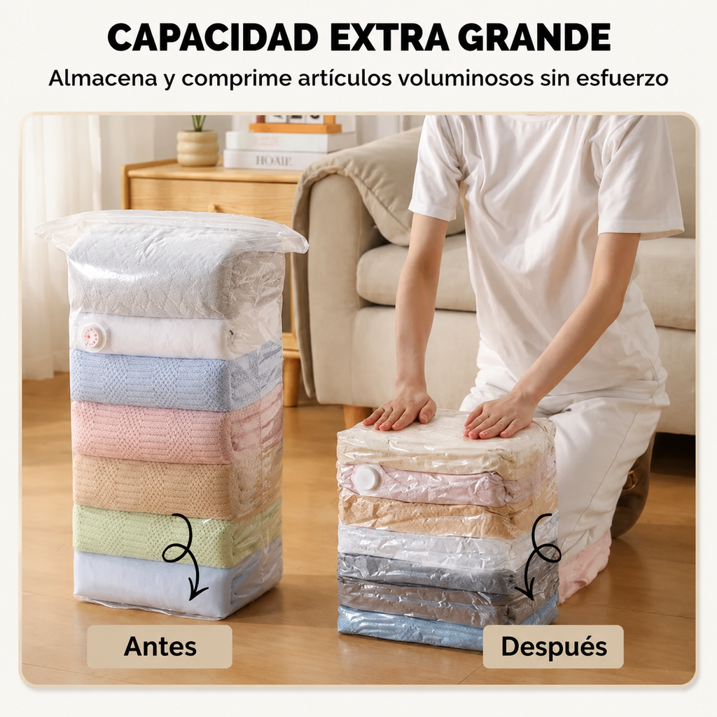 PAGA 1 LLEVA 2 Bolsas de almacenamiento al vacío con compresión sin bomba 70CM*50CM*30CM