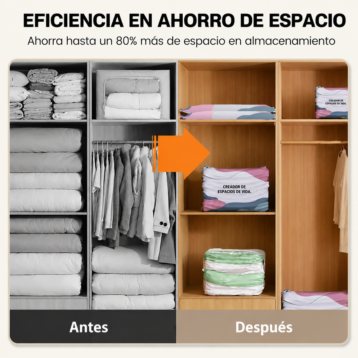 PAGA 1 LLEVA 2 Bolsas de almacenamiento al vacío con compresión sin bomba 70CM*50CM*30CM